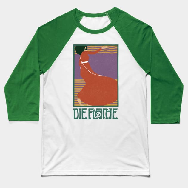 Die Flache Dancing Girl Retro Vintage Poster Baseball T-Shirt by Peadro